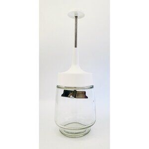 Retro Gemco Manual Food Chopper White Plunger Glass Jar Stainless Steel Blade